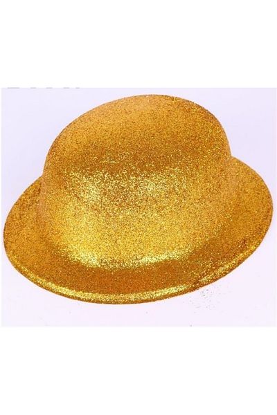 colezium Gold Color Round Glitter Plastic Party Hat