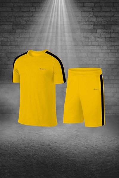 POSEIDON STORM Men's over Size Yellow Dri-Fit T-Shirt and Shorts Set - Comfort Short Sleeve, 4XL