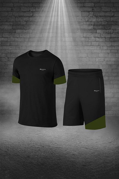 POSEIDON STORM Men's Dri-Fit Black over Size T-Shirt and Shorts Set - with Pockets, Comfort, for Hiking and Jogging