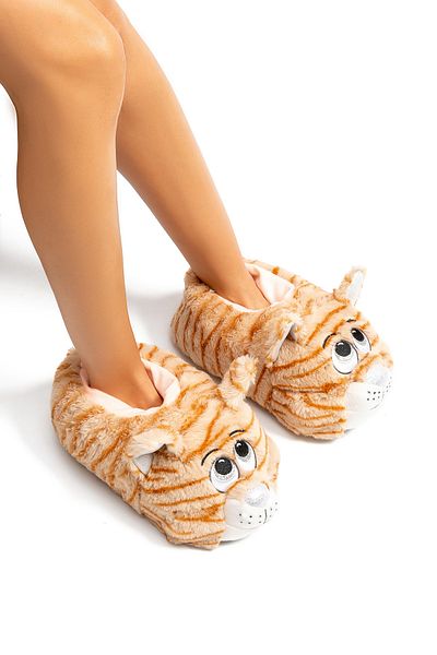 Twigy Beige Pompik Women's - Waiter Size Animal Slippers 36/41