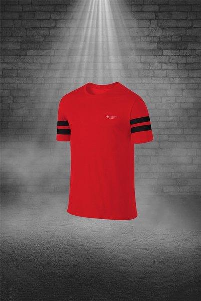 POSEIDON STORM Over Size Men's Red Dri-Fit Unprinted Round Neck Short Sleeve T-Shirt Shorts Bottom Top Set (4XL -10Xl