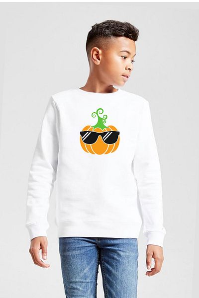 Tshirthane Cool Pumpkin White Παιδικό φούτερ 2 κλωστών
