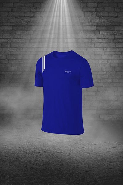 POSEIDON STORM Set tricou și pantaloni scurți pentru bărbați, albastru Dri-fit Sportsman - buzunare, fără imprimeu, decolteu