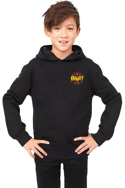 Tshirthane Детски суичър с лого на Big Bang Theory с лого на Bang, черен, 3ip