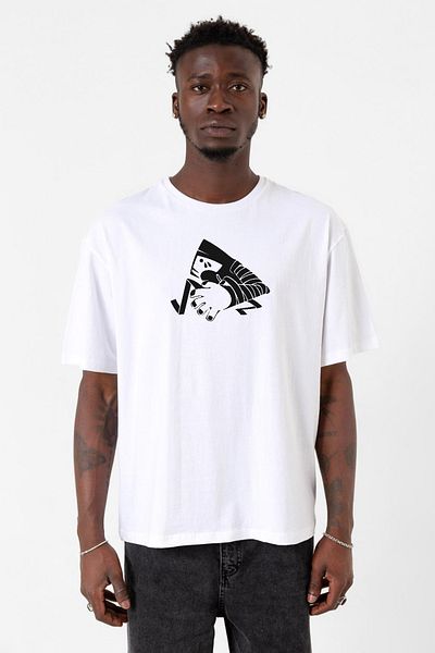 Tshirthane Ανδρικό μπλουζάκι Anime Suruga Monkey Symbol White Oversize