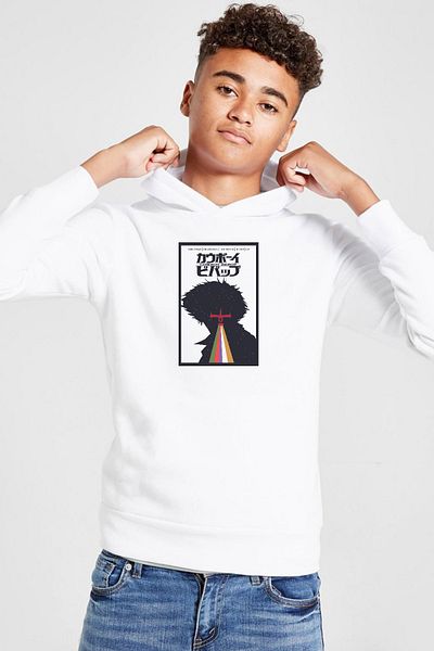 Tshirthane Σε δούμε στο διάστημα Cowboys Μινιμαλιστική αφίσα Anime Λευκό Παιδικό φούτερ με κουκούλα 3 ιπποδρόμων