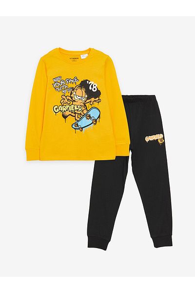 LC Waikiki Комплект піжам для хлопчиків з принтом з довгими рукавами Lcwk Crew Neck Garfield