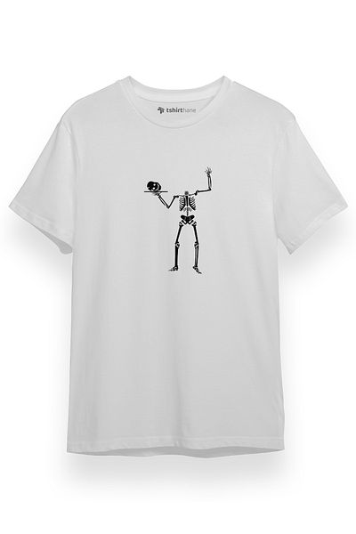 Tshirthane Ανδρικό μπλουζάκι με κοντό μανίκι με εικονίδιο κεφαλής σκελετού