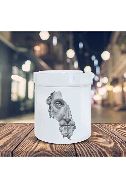 Asilmeydan Drawing Ashtray Half-Faced Sculpture Printed Ash Tray Kl-208