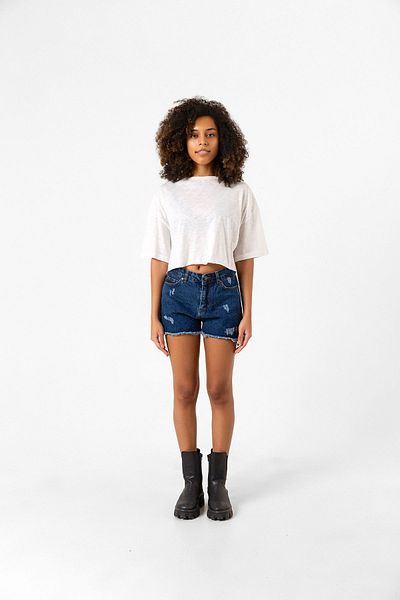 Tshirthane Basic Melted White Oversize Crop T-shirt