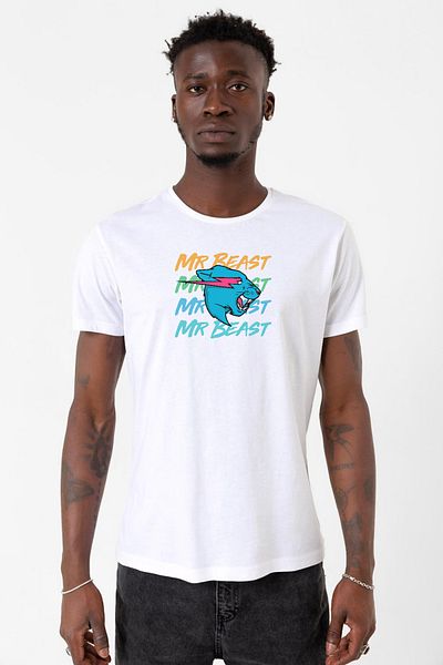 Tshirthane Ανδρικό μπλουζάκι Mr Beast Lettern White Oversize