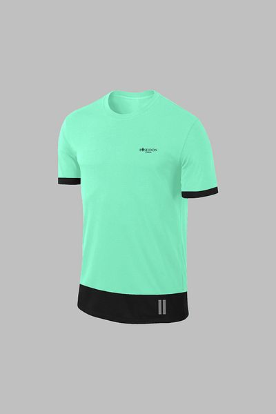 POSEIDON STORM Over Size Ανδρικό Water Green Dri-fit ύφασμα με τσέπες Crew Neck Athlete Casual T-Shirt Σορτς Διπλό Σετ