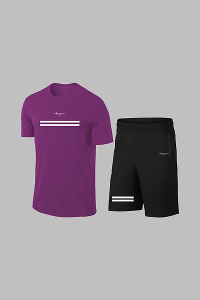 POSEIDON STORM Ανδρικό μωβ αθλητικό κοστούμι Dri-Fit - Μπλουζάκι και σορτς με στρογγυλή λαιμόκοψη χωρίς στάμπα (4X)