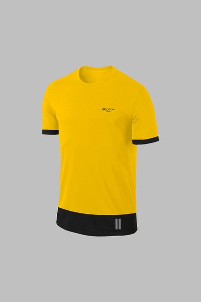 POSEIDON STORM Мъжки комплект от тениска и шорти Oversize, жълт Dri-Fit - с джоб, кръгло деколте (4xL-10)