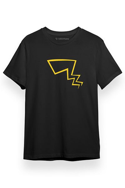Tshirthane Ανδρικό μπλουζάκι Pokemon Pikachu Tail μαύρο κοντομάνικο