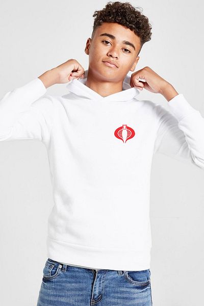 Tshirthane Hanorac alb cu glugă cu 3 frânghii pentru copii Logo Cobra Kai