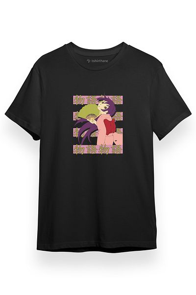 Tshirthane Monogatari Anime Hitagi Senjougahara - Ανδρικό μαύρο μπλουζάκι