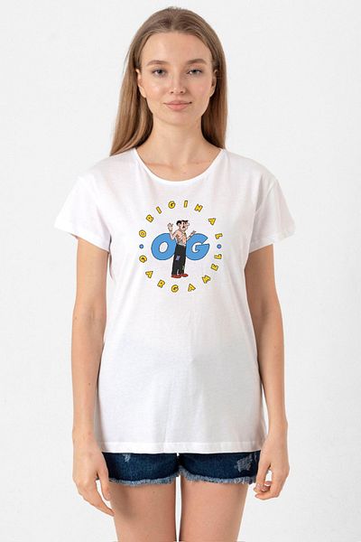Tshirthane تيشيرت نسائي برقبة دائرية باللون الأبيض من The Smurfs Original Gargamel