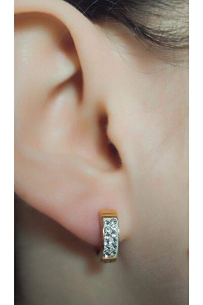 Monalisa Home أقراط فولاذية مفصلة باللون الذهبي والفضي