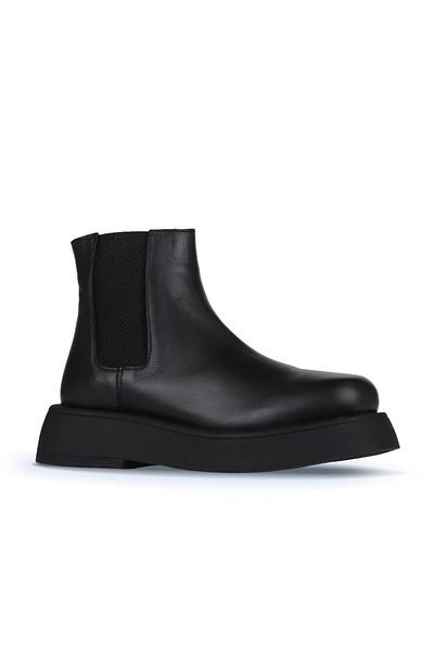 Bueno Shoes Cizme de damă din piele neagră - model plat 01wz6403