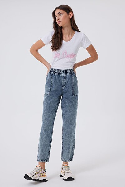 Lee Cooper Jogger Normal Waist Relaxed Fit Elasticated Ankle Cuffs Blue Women...