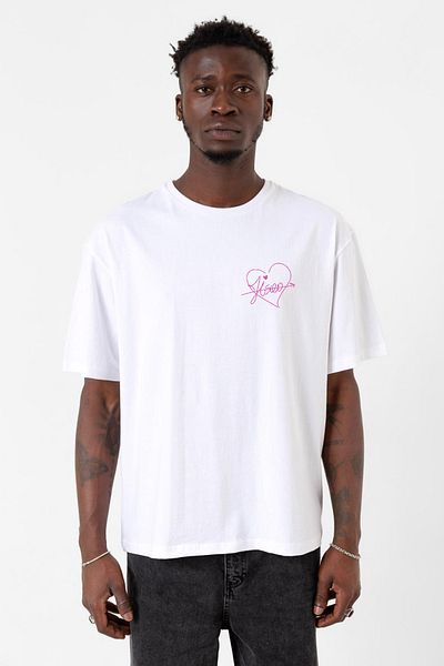 Tshirthane Μαύρο ροζ Jisoo Signature Λευκό ανδρικό μπλουζάκι Oversize