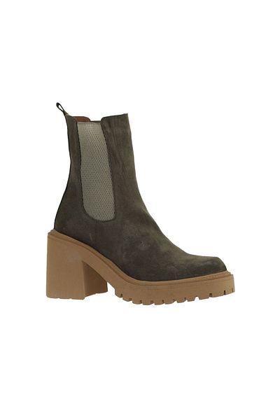 Bueno Shoes Cizme cu toc din piele intoarsa kaki pentru dama - 01wv5400