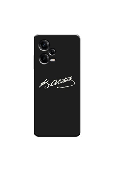 Zebana Xiaomi Redmi Note 12 Pro 5G Uyumlu Kılıf Atatürk İmzası Silikon Kılıf ...