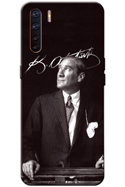 Zebana حافظة متوافقة مع هاتف اوبو A91 حافظة سيليكون مصطفى كمال أتاتورك ( مطبوع )