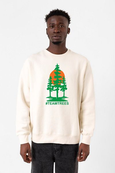 Tshirthane Ανδρικό φούτερ Mr Beast Team Trees Ecru 2ip
