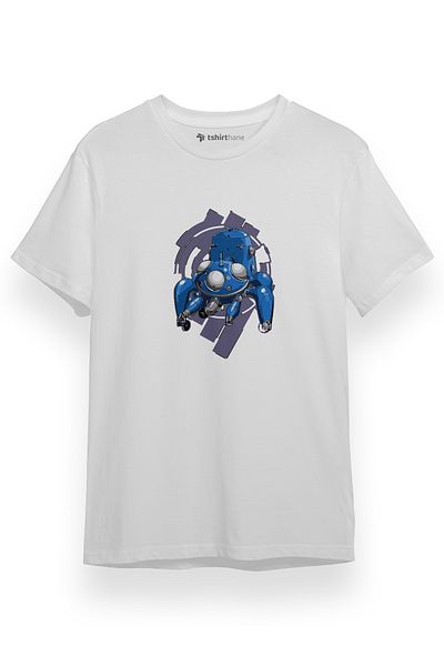Tshirthane Ανδρικό μπλουζάκι Ghost in the Shell Anime Tachicoma Λευκό κοντομάνικο