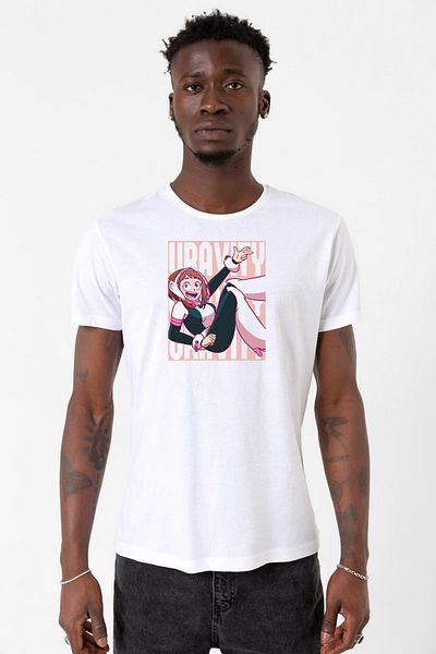 Tshirthane Ανδρικό ποδηλατικό μπλουζάκι My Hero Academi Uravity Minimal White