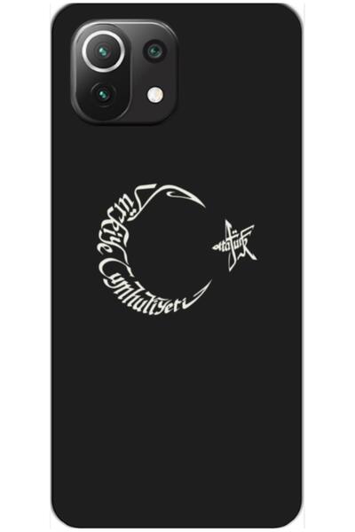 Zebana Xiaomi Mi 11 Lite 5G NE Uyumlu Kılıf Ay Yıldız ve Atatürk Silikon Kılı...