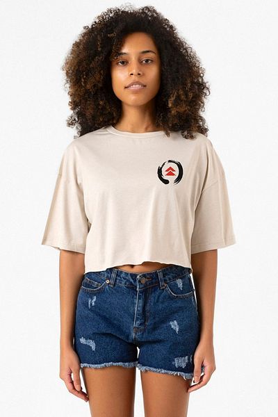 Tshirthane Ghost of Tsushima Beige Women's Crop T-Shirt - Logo Design
