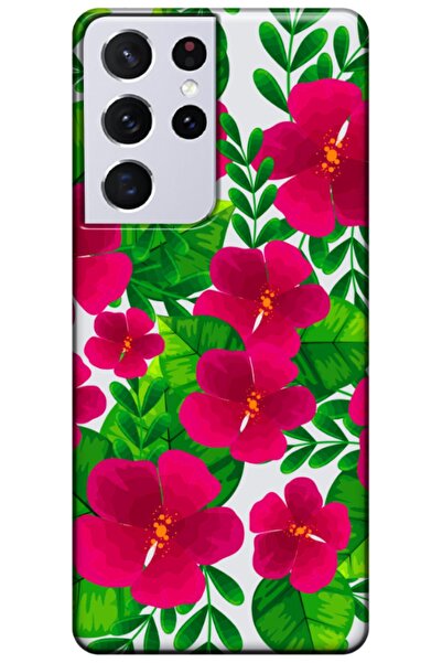 Zebana Samsung Galaxy S21 Ultra Compatible Case Spring Flowers 9 Silicone Case (Printed)