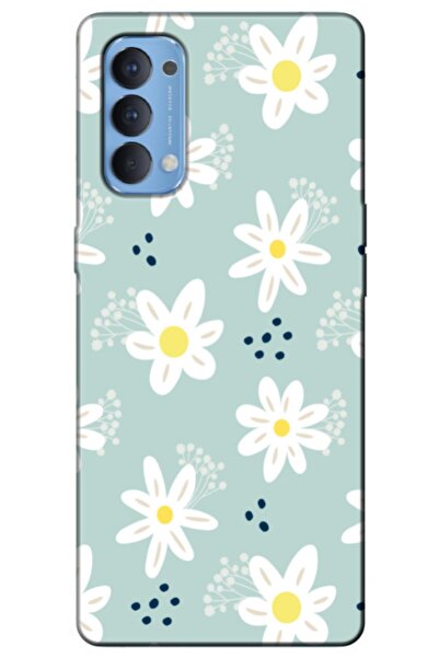 Dara Aksesuar حافظة متوافقة مع هاتف اوبو رينو 4، حافظة سيليكون بتصميم زهور ال...