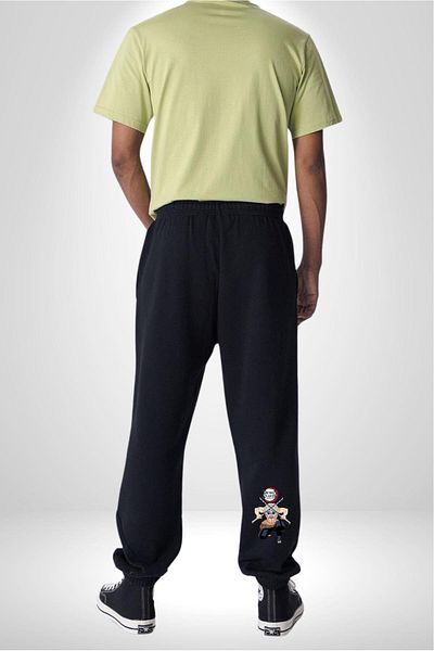 Angemiel Demon Slayer Anime Innosuke Hashibira 3 Thread Men's Black Sweatpants - Printed