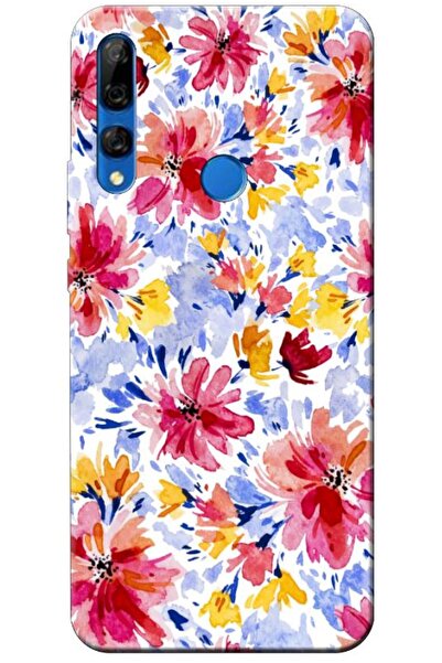 Dara Aksesuar حافظة متوافقة مع هاتف هواوي Y9 برايم 2019، حافظة سيليكون زهور ا...