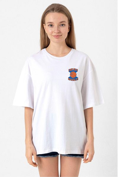 Tshirthane Logo White Women's Oversize T-Shirt - Dubious Handles