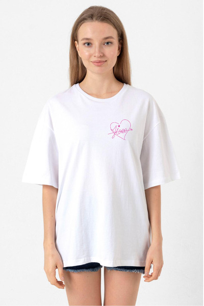 Tshirthane Blackpink Jisoo Signature Beyaz Kadın Oversize Tshirt