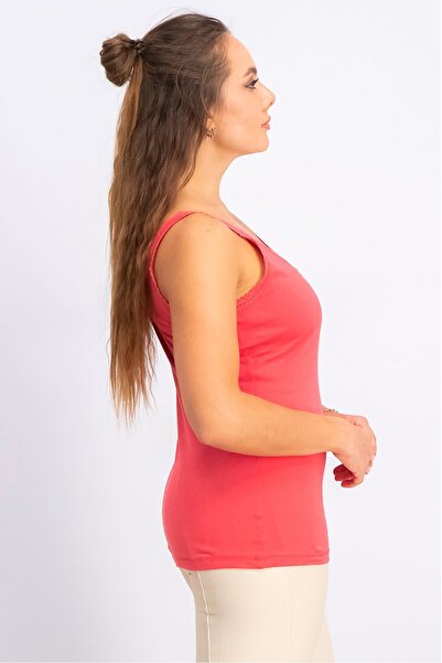 Women'secret Women V-neck Sleeveless Lace Tank Top, Red