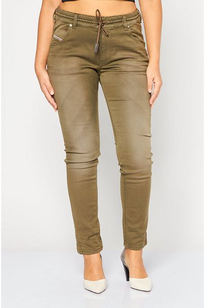 Diesel Women Regular Fit Washed Stretchable Denim Jogger Jeans, Olive