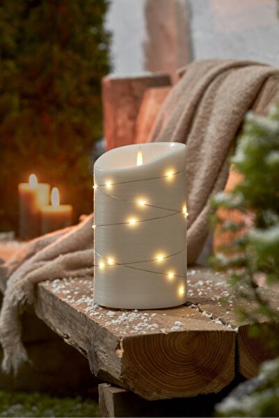 Tchibo شمعة خارجية LED مع ضوء خرافي، باللون الأبيض
