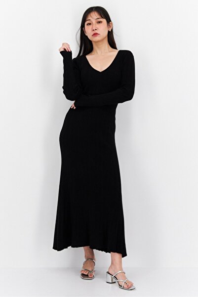 T Tahari Women Ribbed Maxi Dress, Black