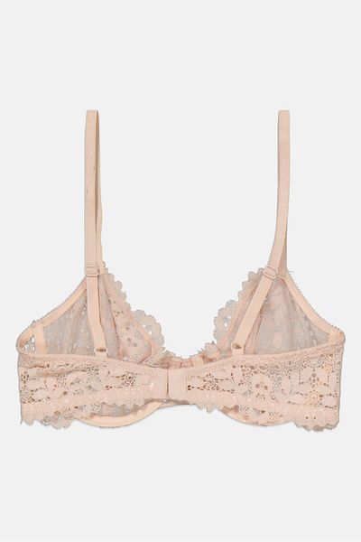 Etam Women Non Padded Textured Underwired Bra, Blush Cream
