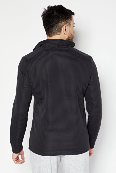 Tchibo Men High Neck Long Sleeve Solid Sweatshirt, Charcoal