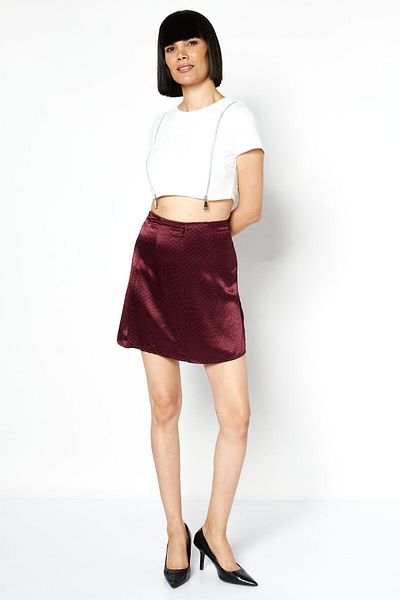 Tommy Jeans Women Allover Print Mini Skirt, Maroon