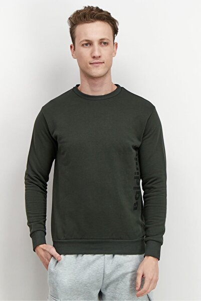 Baldinini Men Crew Neck Long Sleeve Brand Logo Sweatshirt, Green