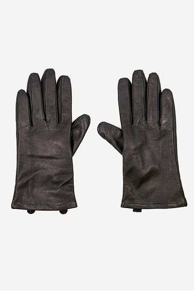 Tchibo Women Plain Leather Gloves, Black