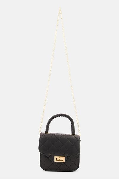 Willow & Ruby Kids Mini Crossbody Purse Quilted Bag 14 H x 15 L x 3 W cm, Black